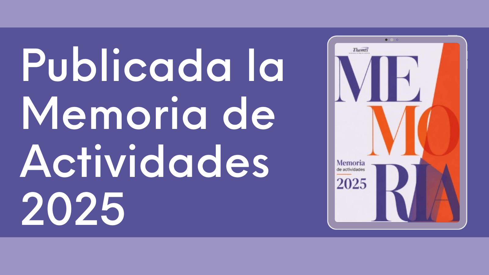Publicada la Memoria de Actividades 2025